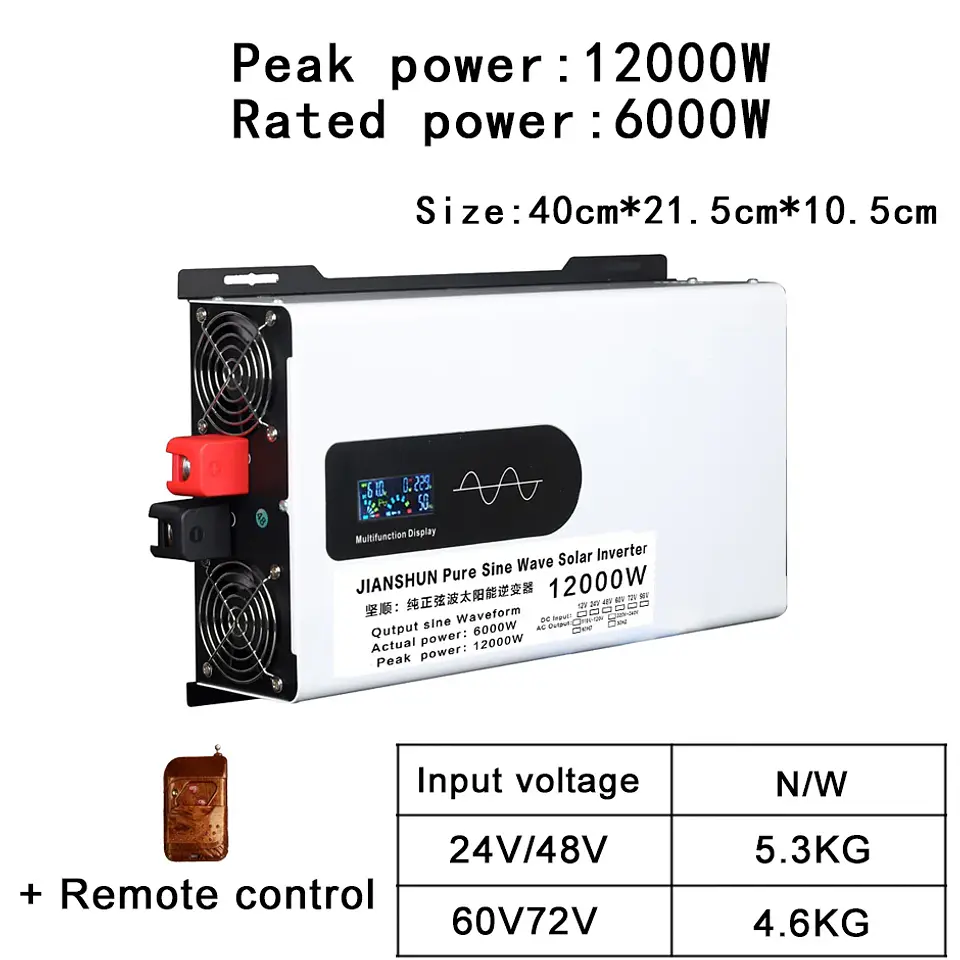 Pure Sine Wave Inverter 24v 220v 12000W 10000W High Power 24V 48V 60V 72V 96V To 110v Converter Solar Car Inverters Off Grid 7