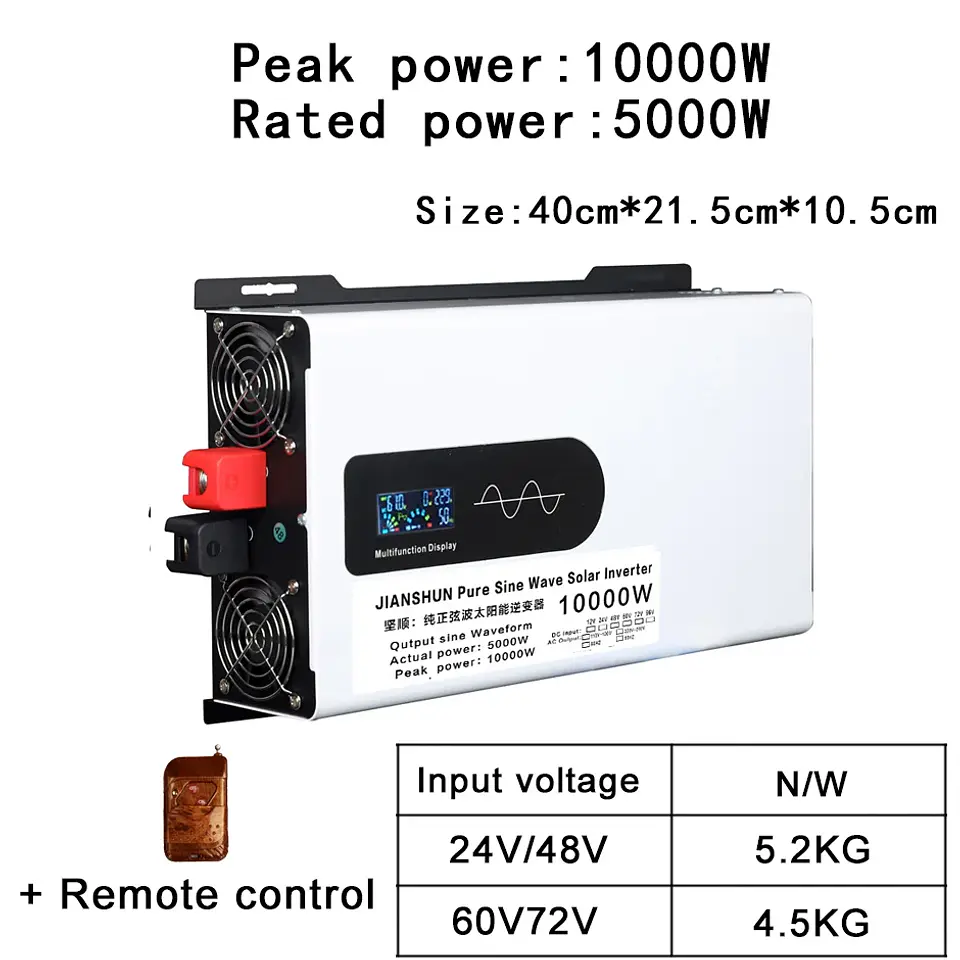Pure Sine Wave Inverter 24v 220v 12000W 10000W High Power 24V 48V 60V 72V 96V To 110v Converter Solar Car Inverters Off Grid 8