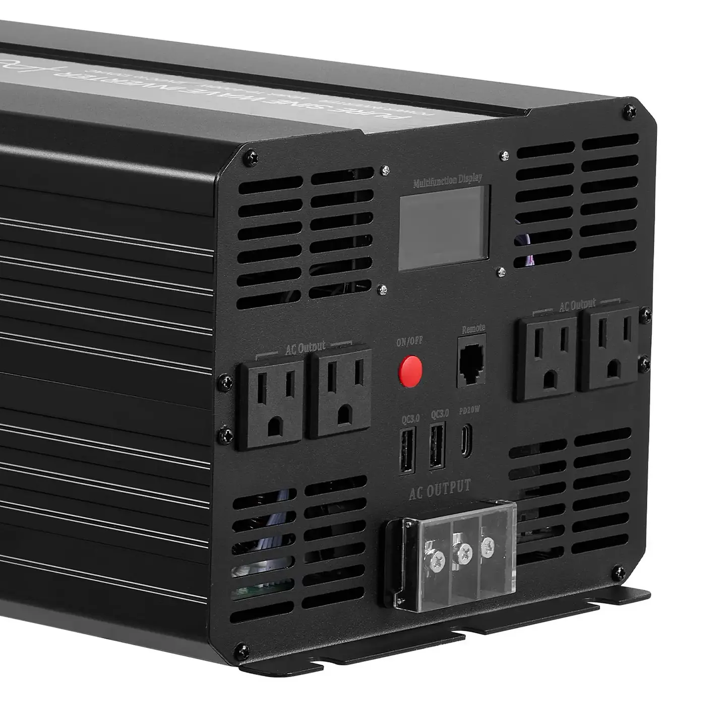 12V DC 120V AC Pure Sine Wave Power Inverter 4000W Solar Car Charger Converter LCD Display Remote Control 1000W Rated Power 24V 2