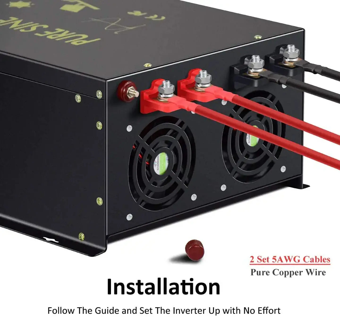 WZRELB 12KW 12V DC 120V AC Off-Grid Pure Sine Wave Single Output Iron Shell Power Inverter 85-90% Efficiency 50/60Hz for Solar 3