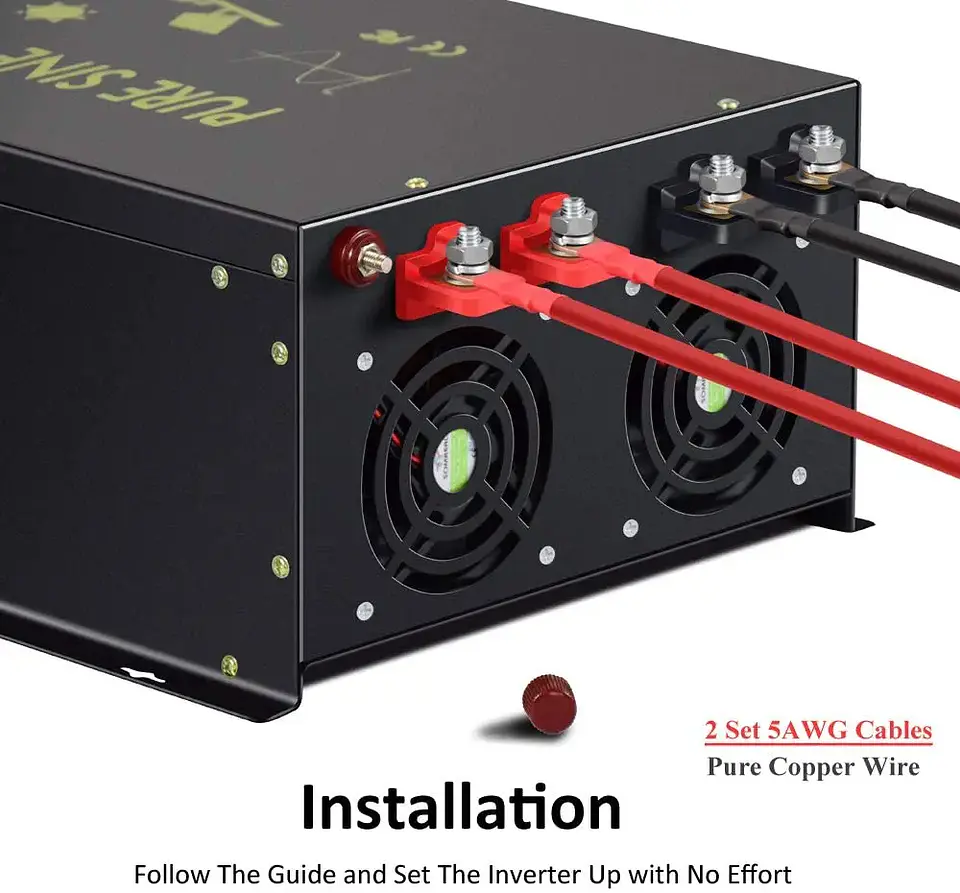 WZRELB 12KW 12V DC 120V AC Off-Grid Pure Sine Wave Single Output Iron Shell Power Inverter 85-90% Efficiency 50/60Hz for Solar 3