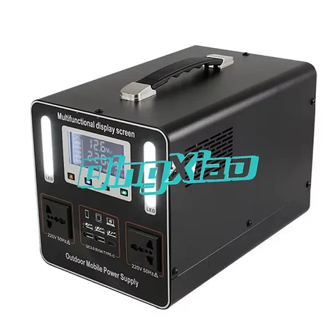 220V Portable Outdoor Power Station Solar Generator Emergency Backup Battery With Ac Outlet For Camping Home Display Led
