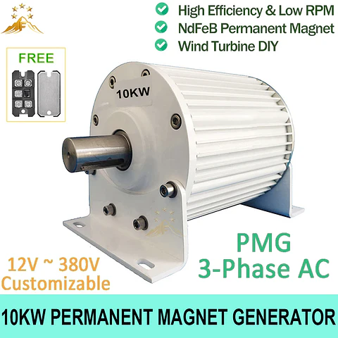 2KW 3KW 5KW 10KW Electric Generator 12V 24V 48V 96V 220V 380V Low RPM Alternator Permanent Magnet Generators Turbine With Base