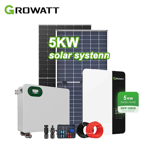 5KW Complete Off Grid Solar System Kit Growatt LONGI with Inverter Battery and Solar Panels for Home Use