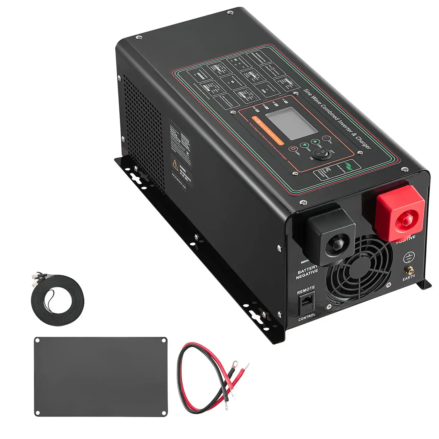 2000-Watt Pure Sine Wave Inverter Charger LCD Display Remote Control DC 12V AC 120V Power Inverter for Solar Systems 6-12KW 1