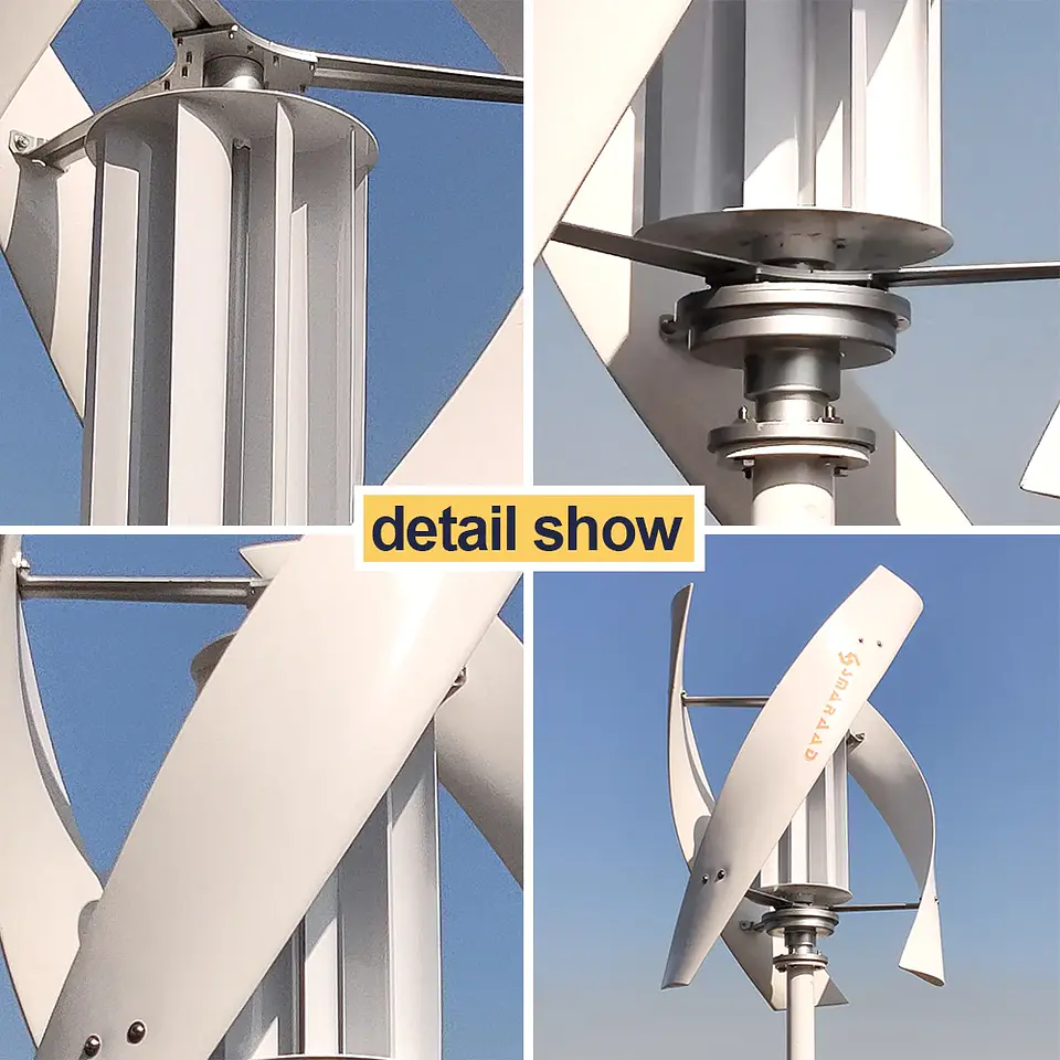 2000W 2KW Vertical Axis Wind Turbine 12V 24V 48V Wind Generator CE Certified Free Energy Low Speed Start Off Grid for Home Use 3