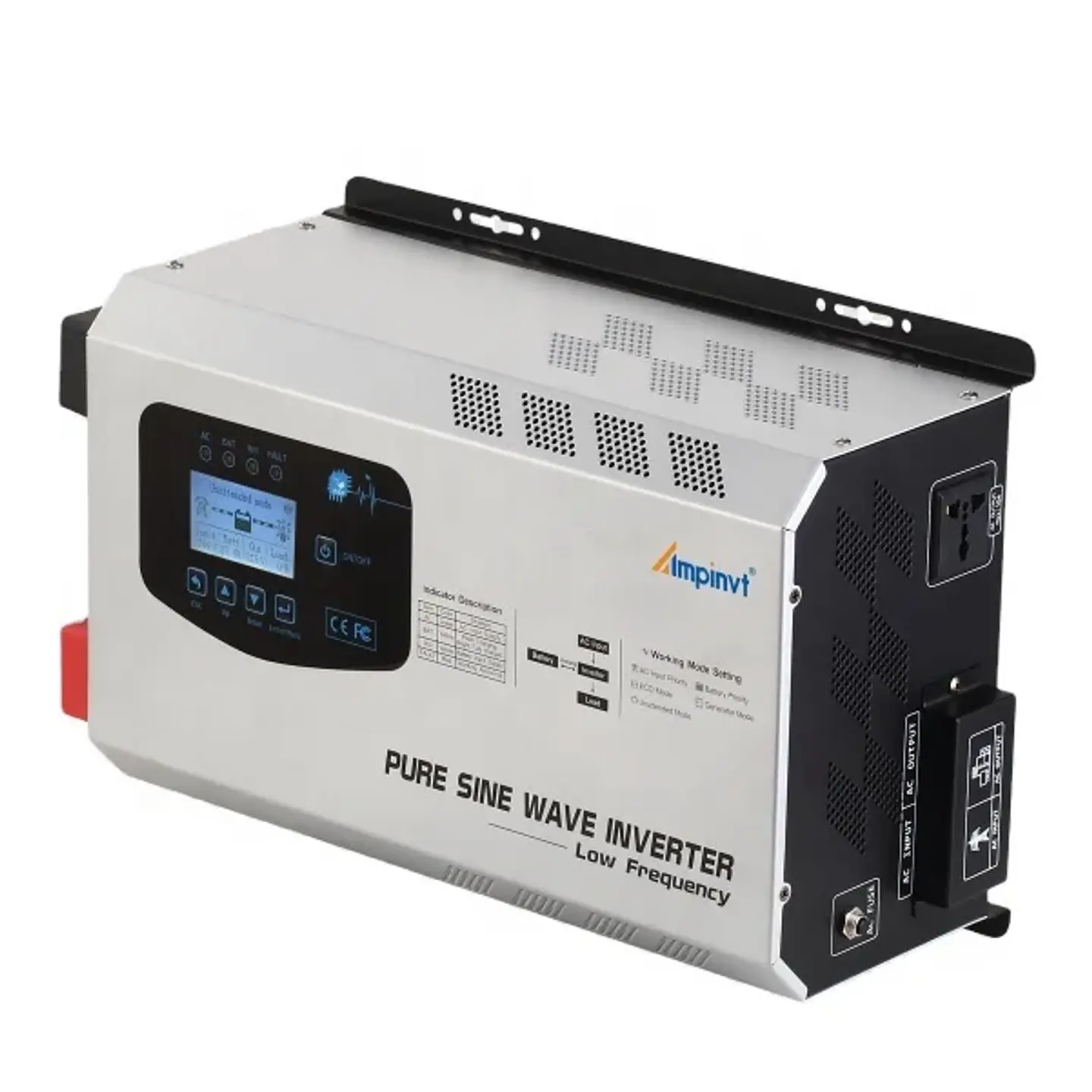 US 2KW 2KVA Off Grid Solar Inverter 12V to 120V With AC Charger Toroidal Transformer Power Inverter Backup Solar  Energy 1