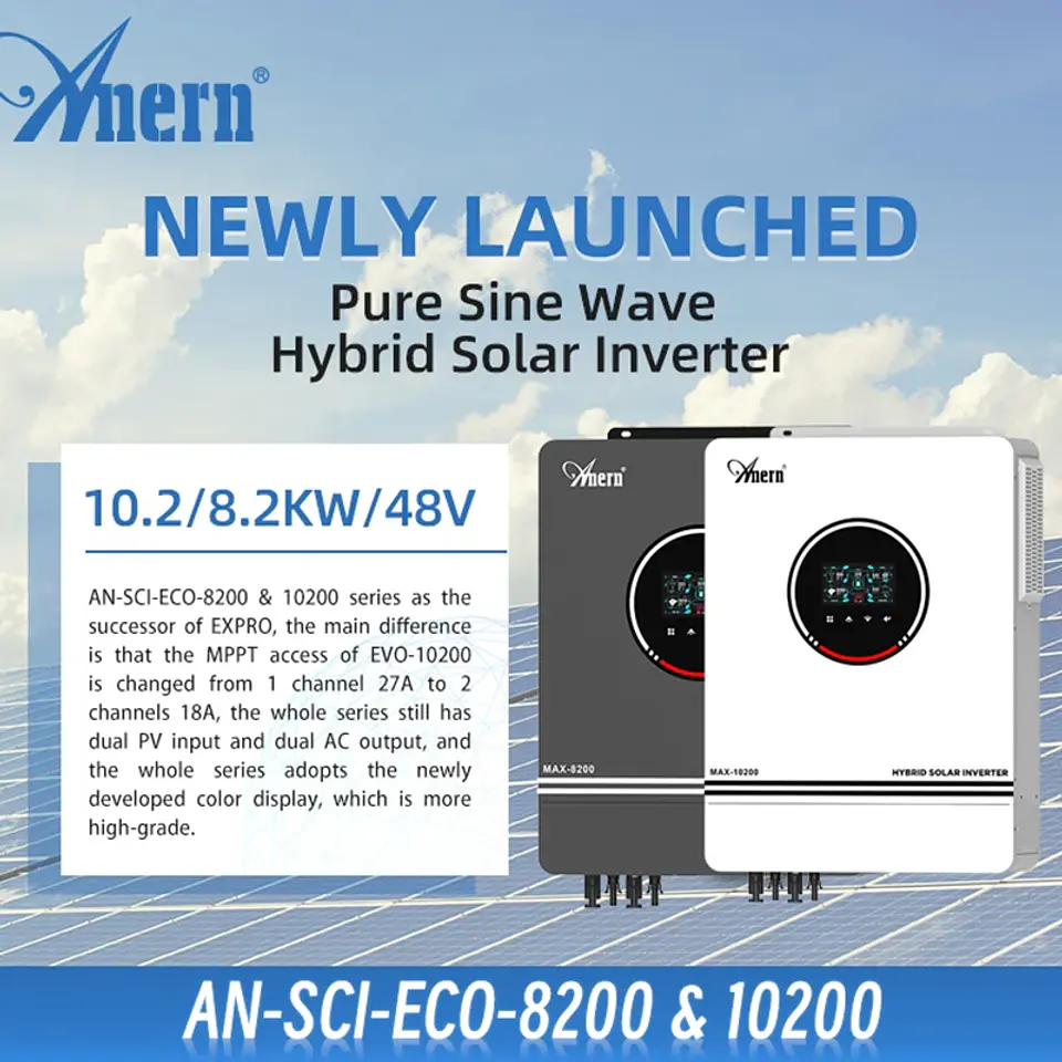 10.2KW 8200W 10200W Off Grid Dual MPPT Solar Inverter Hybrid 160A 230V Pure Sine Wave DC 48V for Battery Charger 6