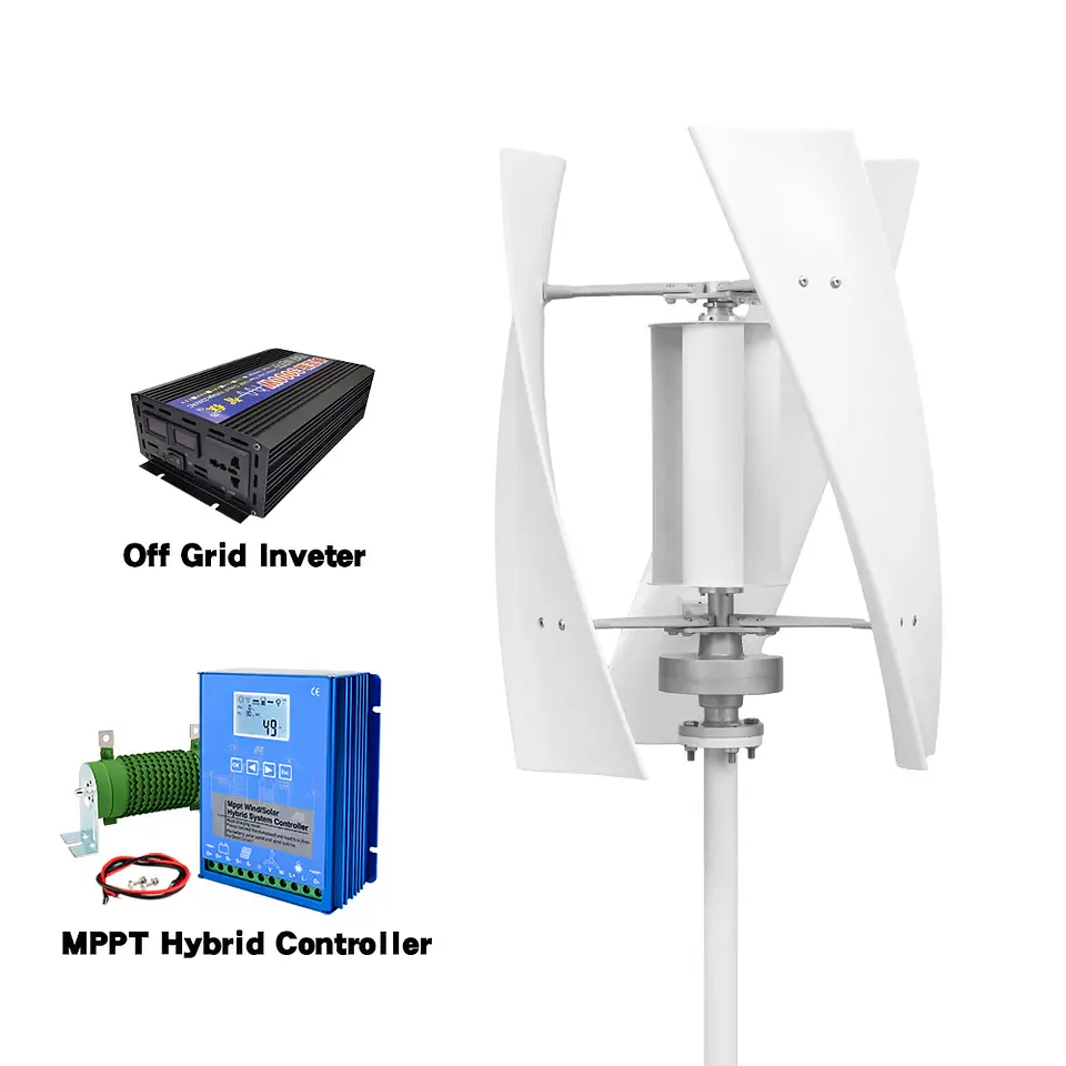2000W 2KW Vertical Axis Wind Turbine 12V 24V 48V Wind Generator CE Certified Free Energy Low Speed Start Off Grid for Home Use 8