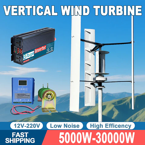 Low Noise 10000W 48V 96V 220V Vertical Wind Turbine for Off-Grid Home Power System