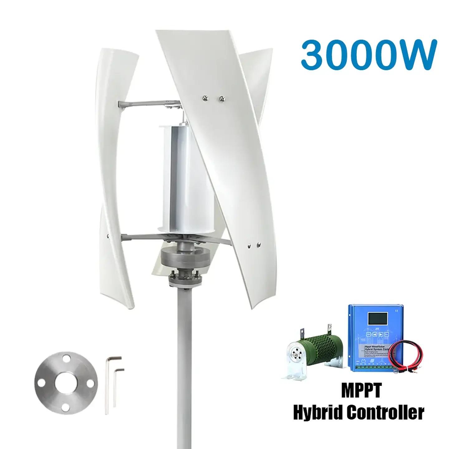 Poland Delivey 3000W Vertical WindmillTurbine Dynamo Generator Alternative Energy 24V 12V 48V With Mppt Controller Solar Panels 8