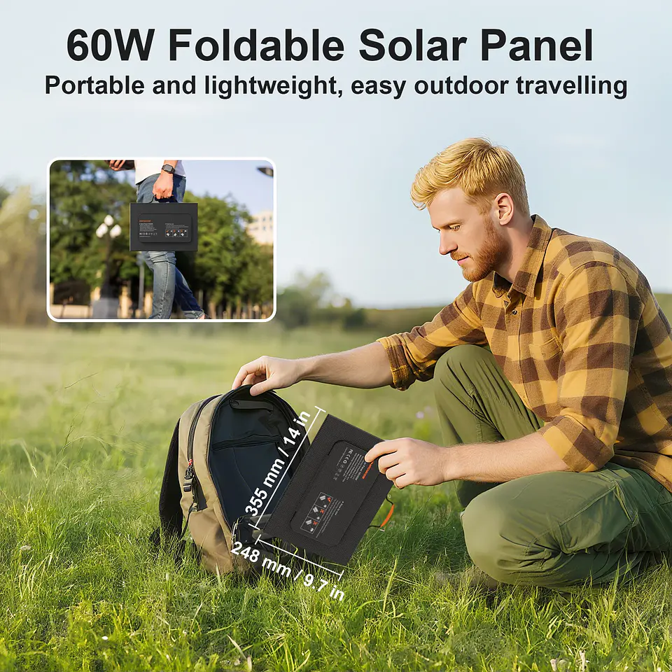 MHPOWOS 18V Portable Solar Charger 60W / 45W Foldable Solar Panel for Solar Generators Outdoor Camping Travel Powerbank Phone 3
