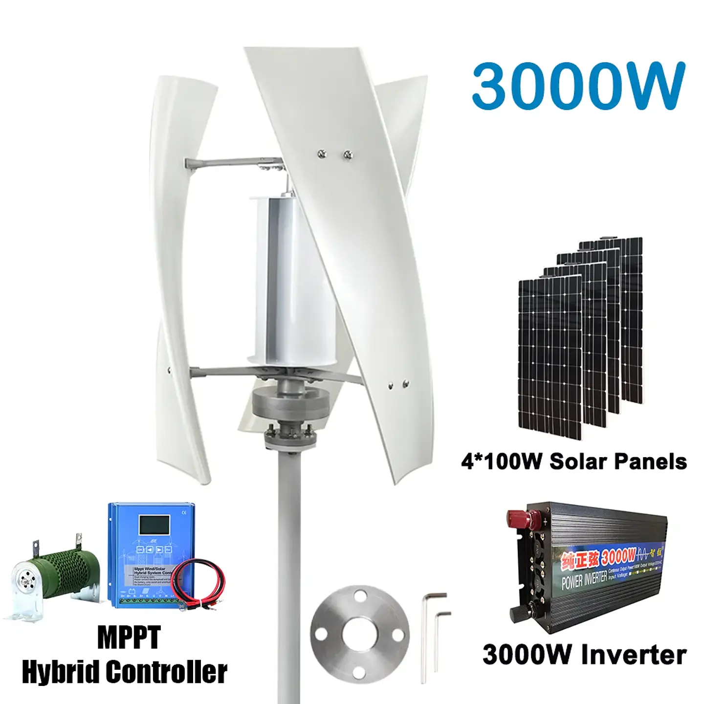 Poland Delivey 3000W Vertical WindmillTurbine Dynamo Generator Alternative Energy 24V 12V 48V With Mppt Controller Solar Panels 9