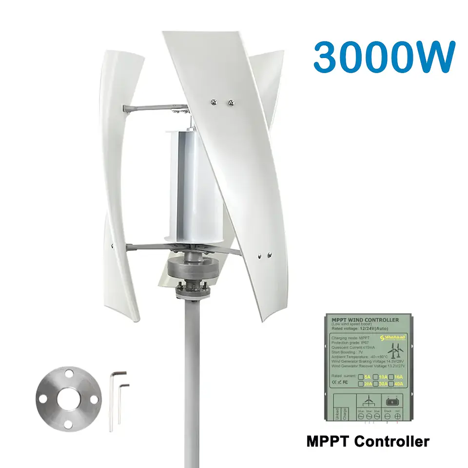 Poland Delivey 3000W Vertical WindmillTurbine Dynamo Generator Alternative Energy 24V 12V 48V With Mppt Controller Solar Panels 10