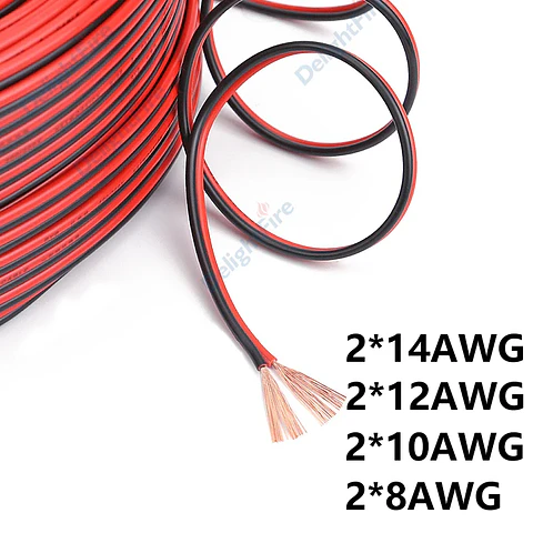 Red Black Electrical Wire 14 12 10 8AWG Flexible 2pin Cable PVC Copper Wire For Solar Panel Battery Inverter Automotive Speaker