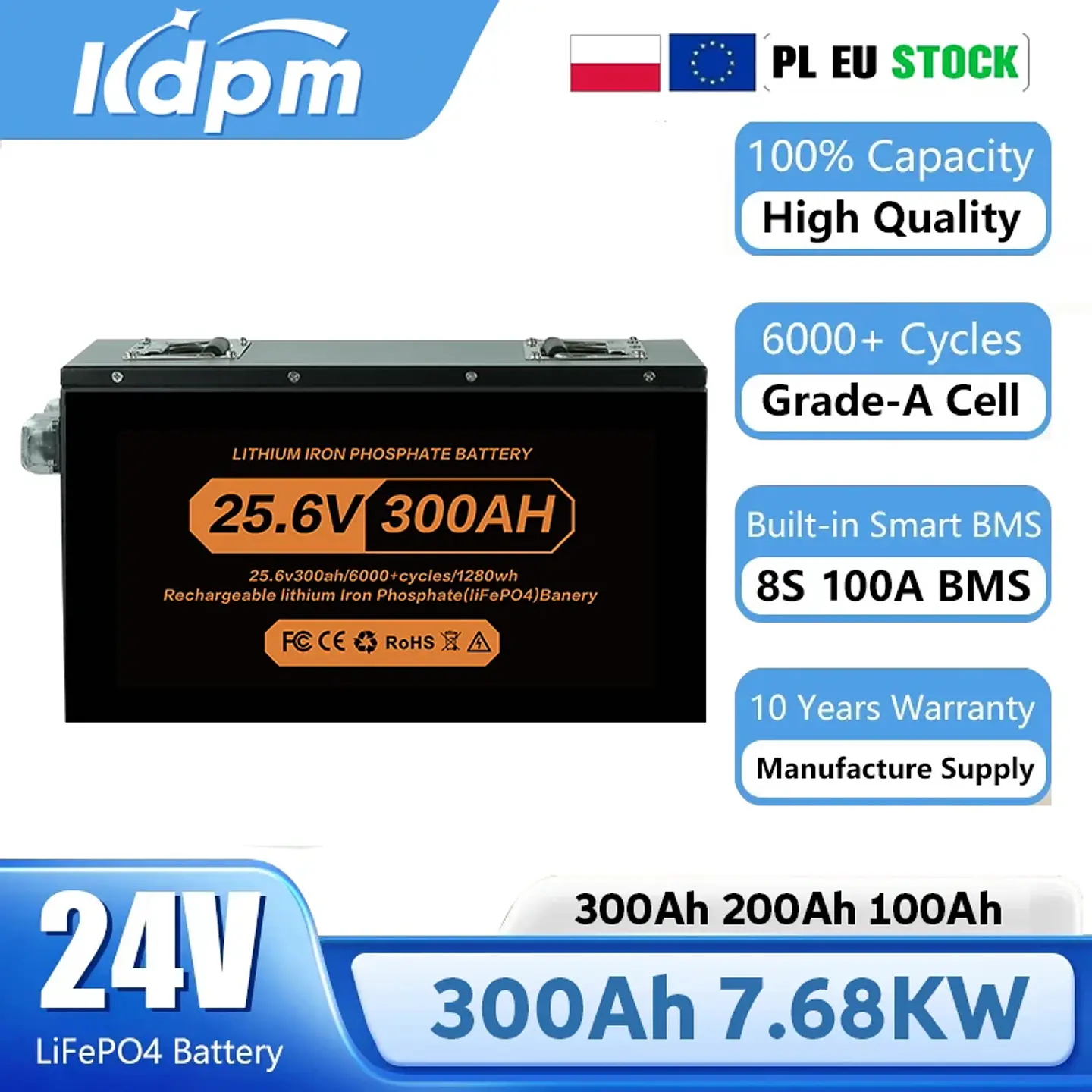 Brand New 12V 24V 48v 100ah 200ah 280ah 300Ah 400Ah LiFePO4 Lithium Battery 100A BMS 6000+ cyclic for Inverter Solar RV No Tax 1