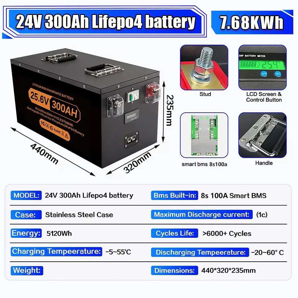 Brand New 12V 24V 48v 100ah 200ah 280ah 300Ah 400Ah LiFePO4 Lithium Battery 100A BMS 6000+ cyclic for Inverter Solar RV No Tax 2