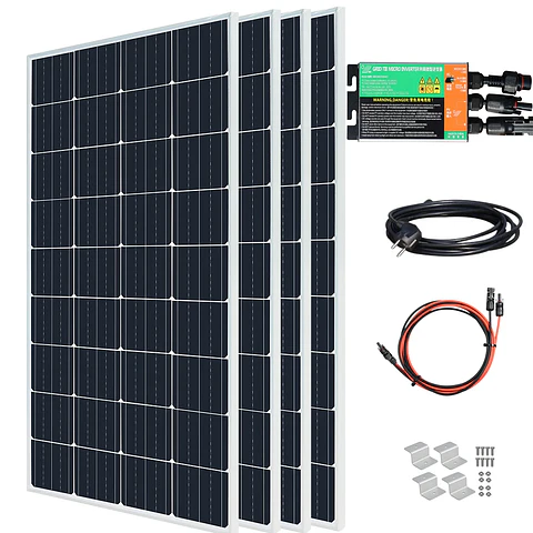 800W Glass Solar Panel Photovoltaic Panel Solar System Balcony Home for Socket 220v 230v Micro Inverter On Grid Solar PV System