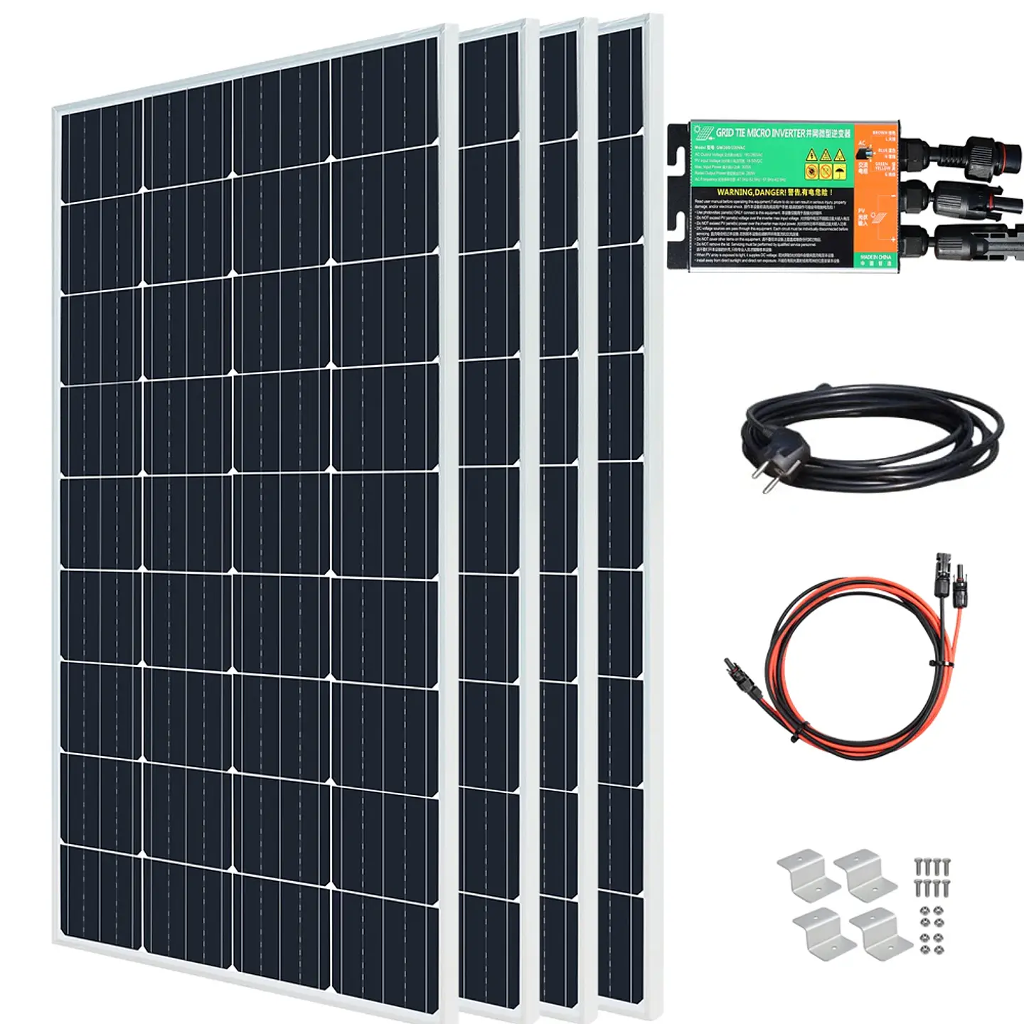 800W Glass Solar Panel Photovoltaic Panel Solar System Balcony Home for Socket 220v 230v Micro Inverter On Grid Solar PV System 1