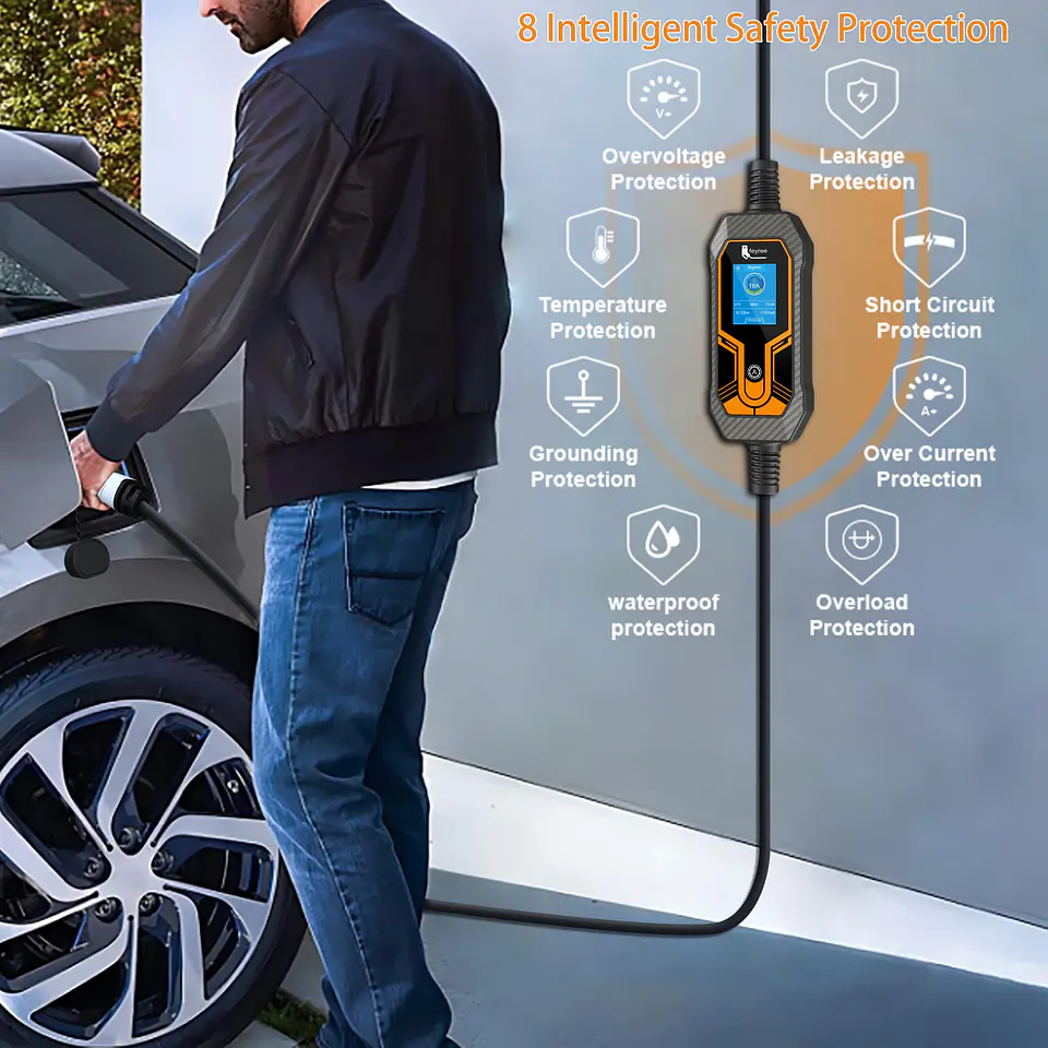 Feyree 11KW 16A 3 Phase GB/T Cord EV Portable Charger 5M Cable EVSE Charging Box Car Charger with CEE Plug for Electric Vehicle 4
