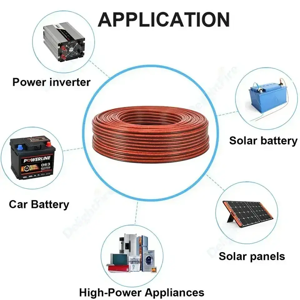 Red Black Electrical Wire 14 12 10 8AWG Flexible 2pin Cable PVC Copper Wire For Solar Panel Battery Inverter Automotive Speaker 5