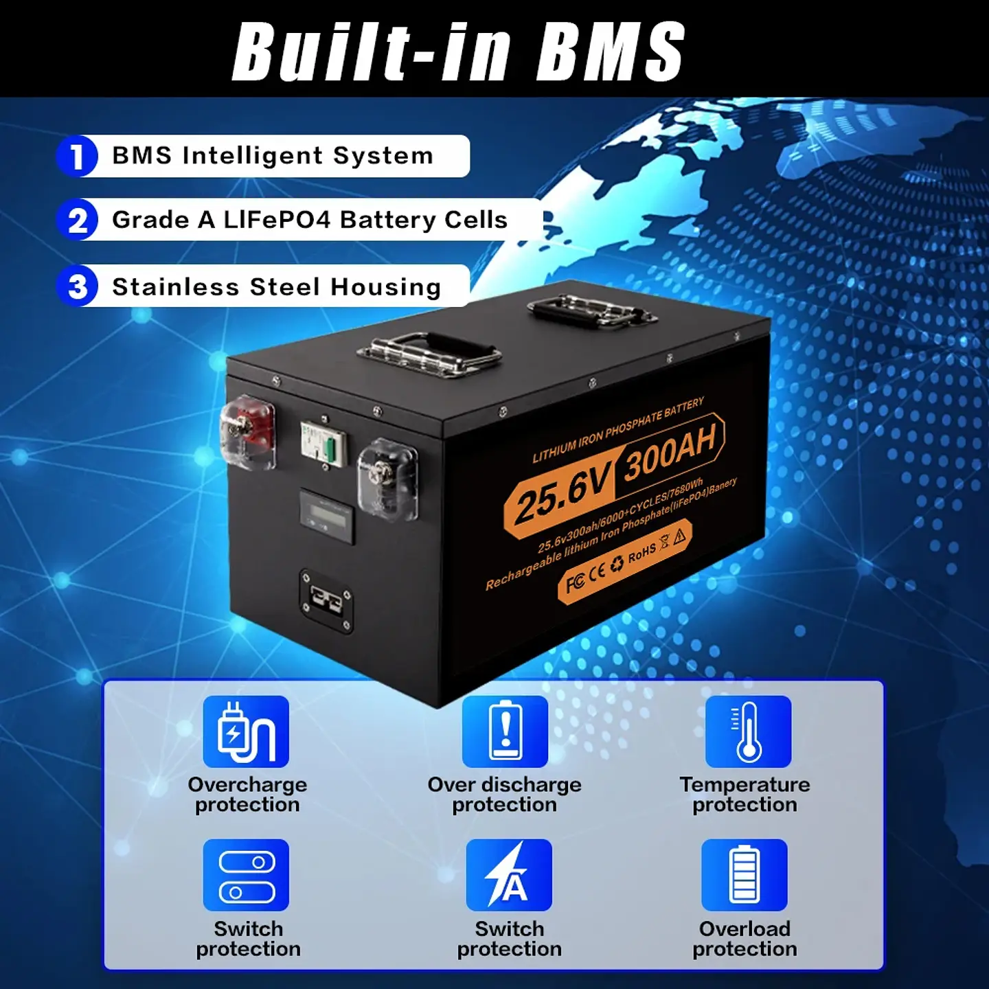 Brand New 12V 24V 48v 100ah 200ah 280ah 300Ah 400Ah LiFePO4 Lithium Battery 100A BMS 6000+ cyclic for Inverter Solar RV No Tax 3
