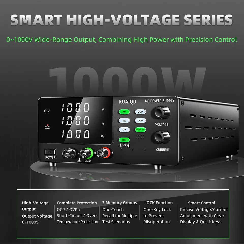 KUAIQU 1000V High Voltage Lab Power Supply 800V 600V 400V,15V 30A 30V 60V 20A DC Power Supply for Lab R&D,Hipot Testing & Solar 2