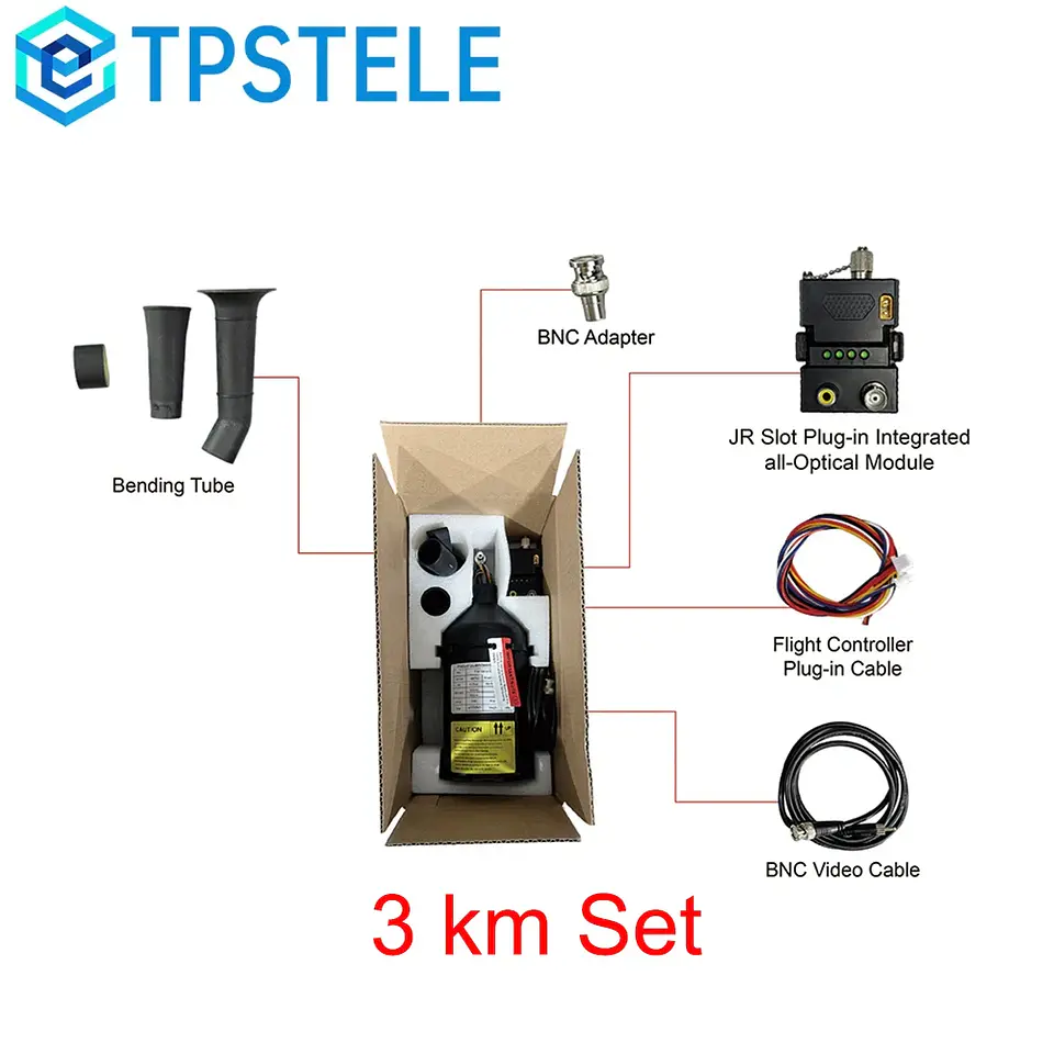 3/5KM FPV Drone Fiber Optic Reel with Built-in Sky and Video Convert, 0.27mm Diameter Optical Cable, Ground Station Kit 7