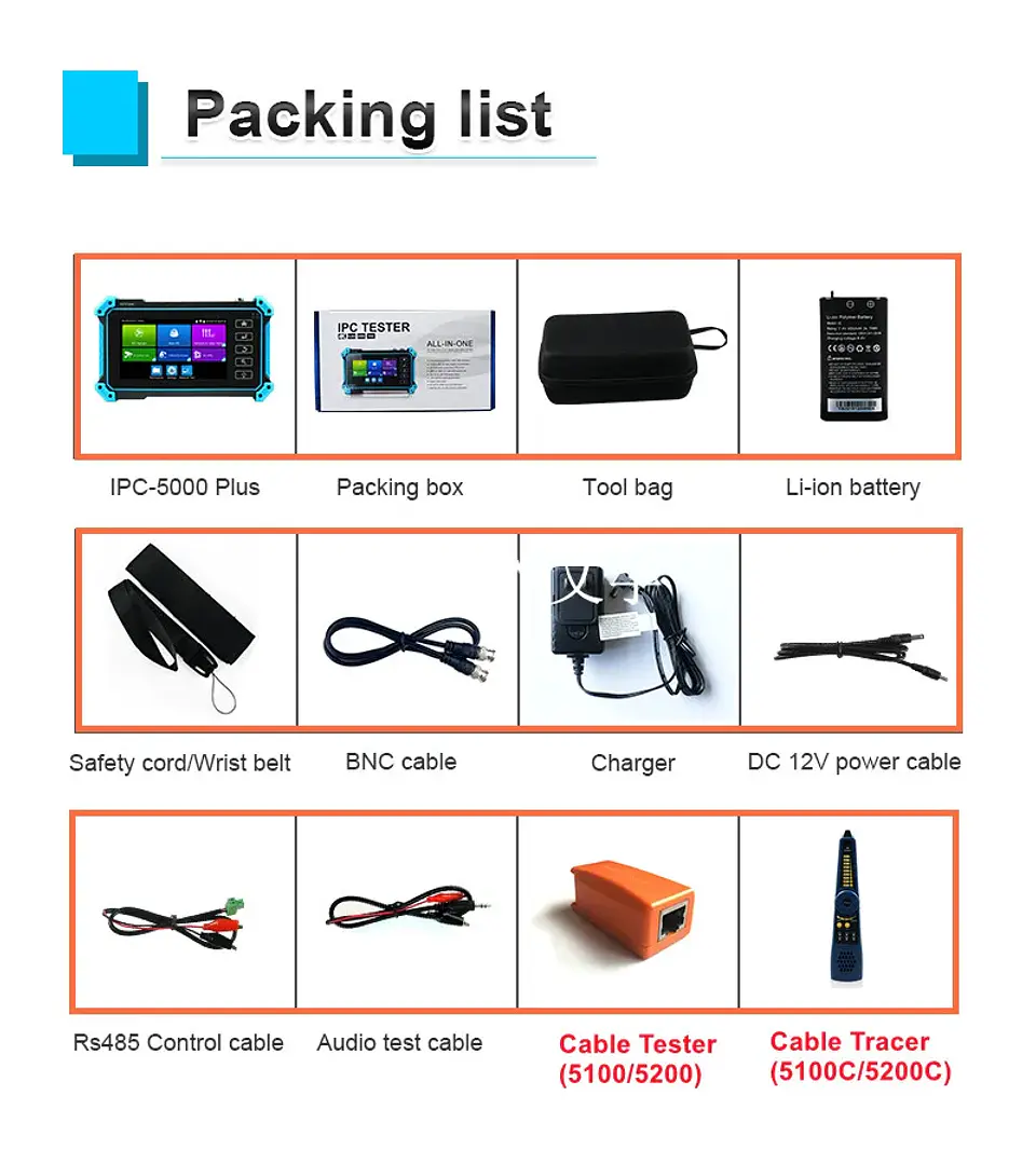CCTV IPC Tester IPC-5200C Plus 8MP AHD CVI TVI SDI Camera Tester 32MP IP Camera Tester 5.4