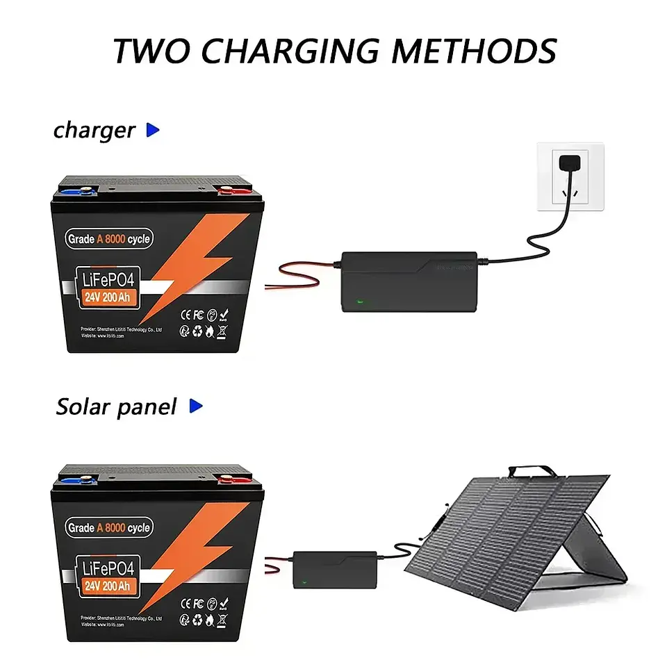 New 24V 100Ah 120Ah 150Ah 200Ah LiFePO4 Battery, Built-in 200A BMS Rechargeable Battery for Inverter Solar RV No Tax🔋 4