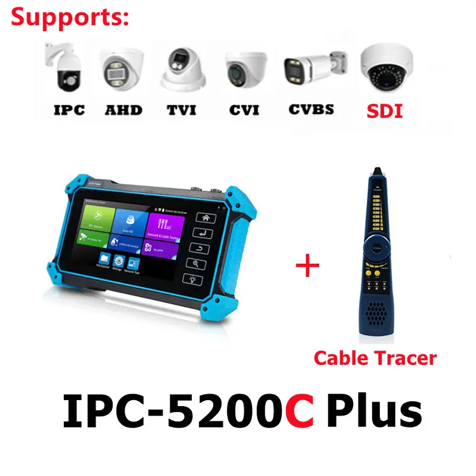 CCTV IPC Tester IPC-5200C Plus 8MP AHD CVI TVI SDI Camera Tester 32MP IP Camera Tester 5.4