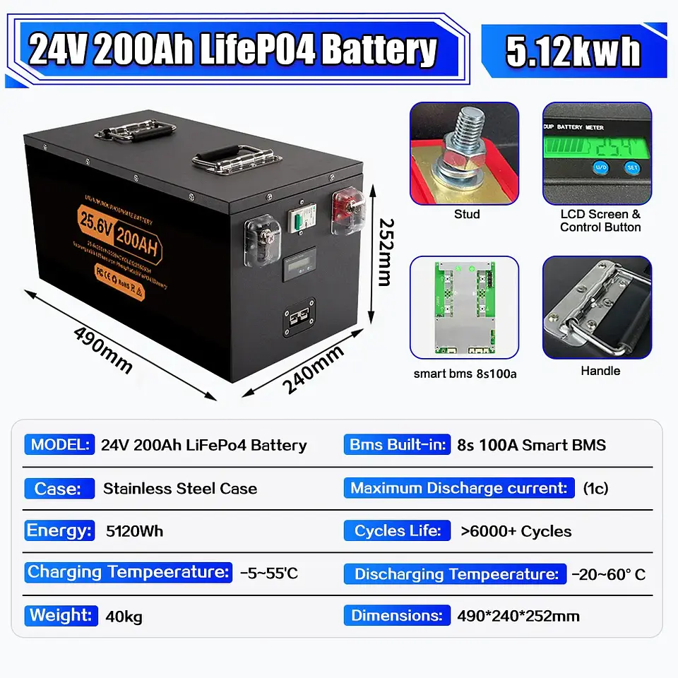 Brand New 12V 24V 48v 100ah 200ah 280ah 300Ah 400Ah LiFePO4 Lithium Battery 100A BMS 6000+ cyclic for Inverter Solar RV No Tax 10