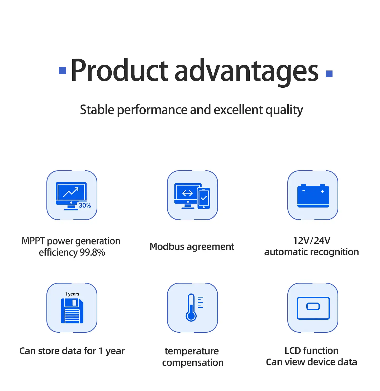 60A RS485 Communication Protocol MPPT Solar Controller 12V/24V Automatic Universal TTL Interface Protocol 6