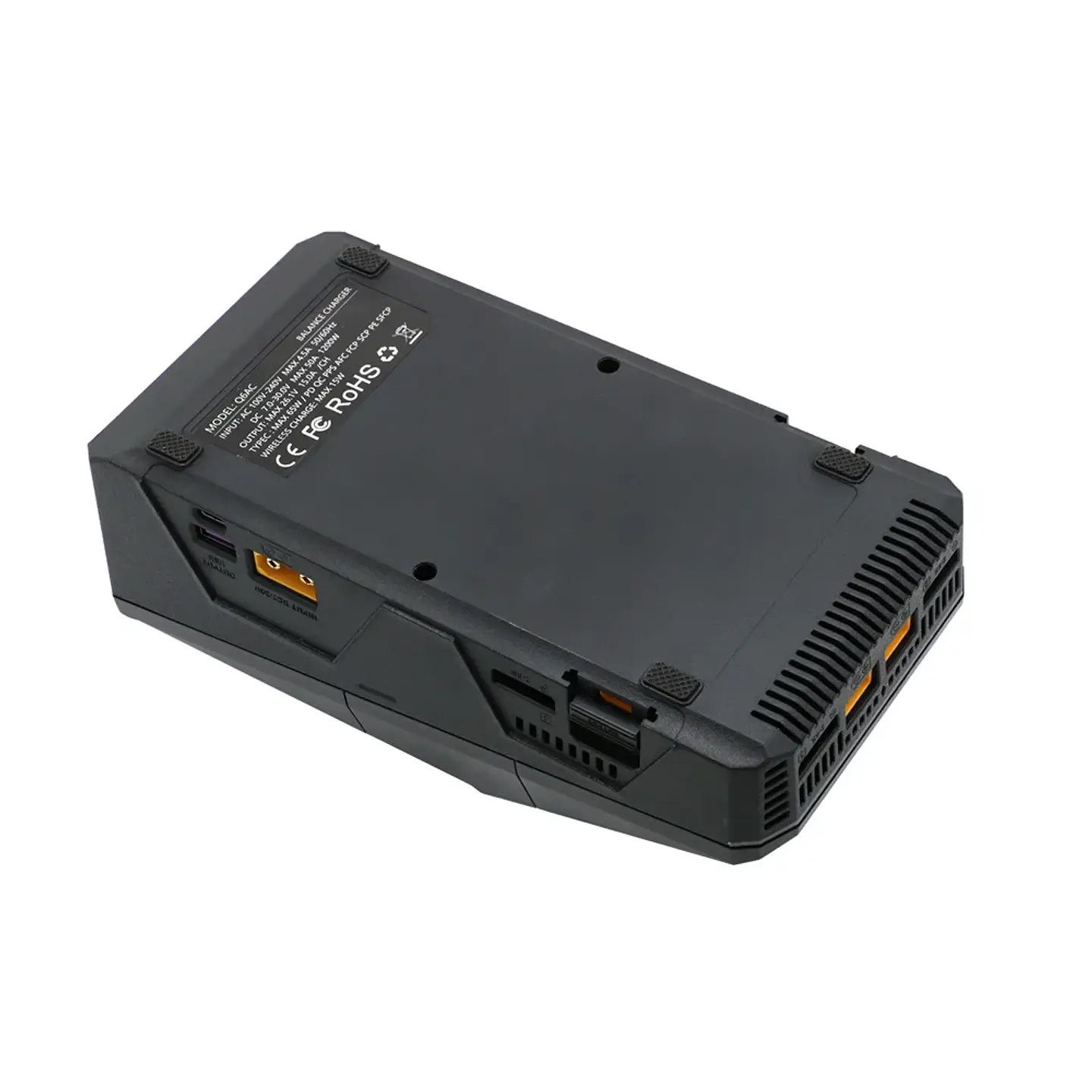 ToolkitRC Q6AC AC 400W/ DC 1200W 4CH Balanced Charger 65W USB Output 15W Wireless Charger 5