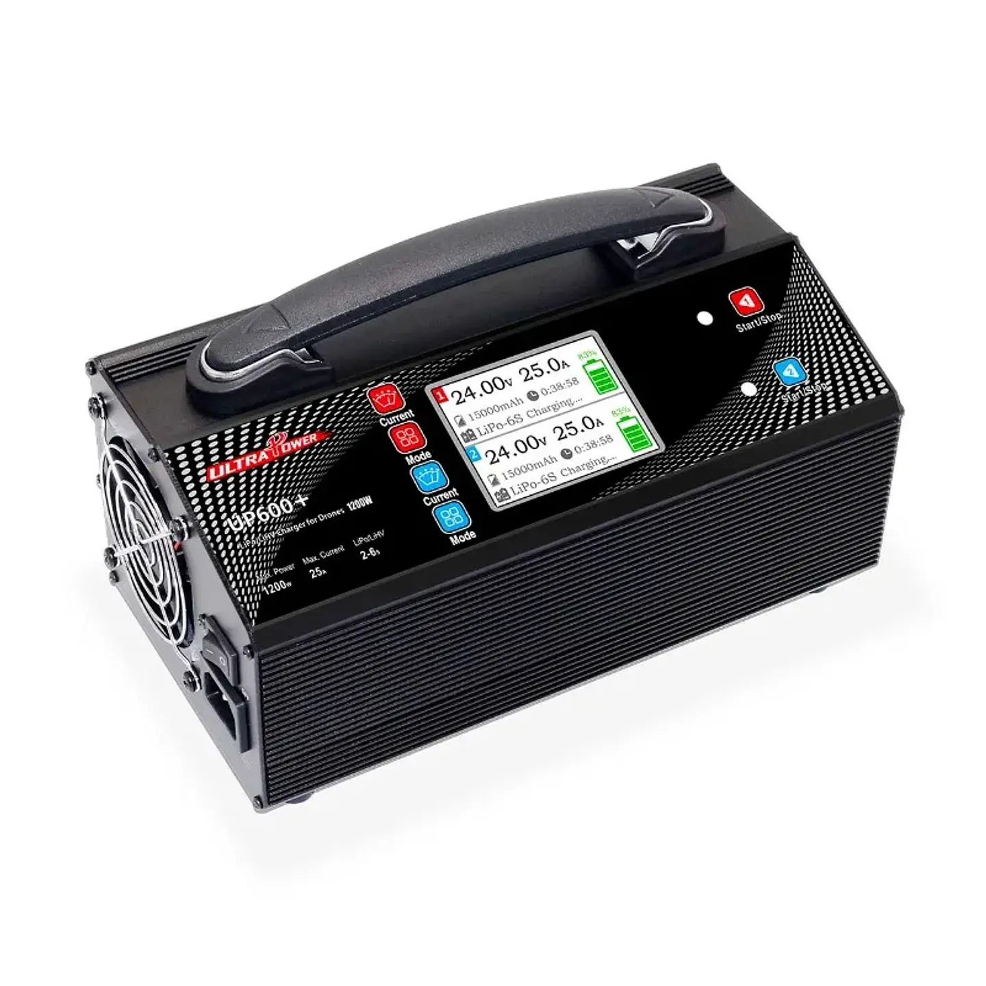 5-25A Adjustable 1200W Dual Port Charger, 1.5A Balance & Storage Mode, Supports 2-6S LiPo/LiHv for Hobby Battery 6