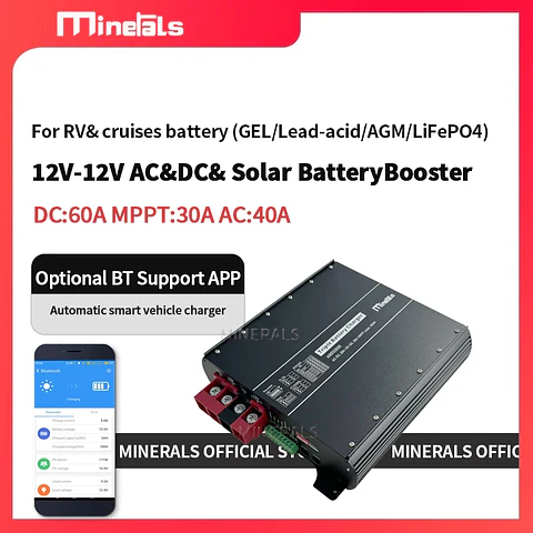12V Charger DC to DC Booster 60A MPPT Solar Controller 30A AC 40A Charger for 12V Battery RV Yacht Charger