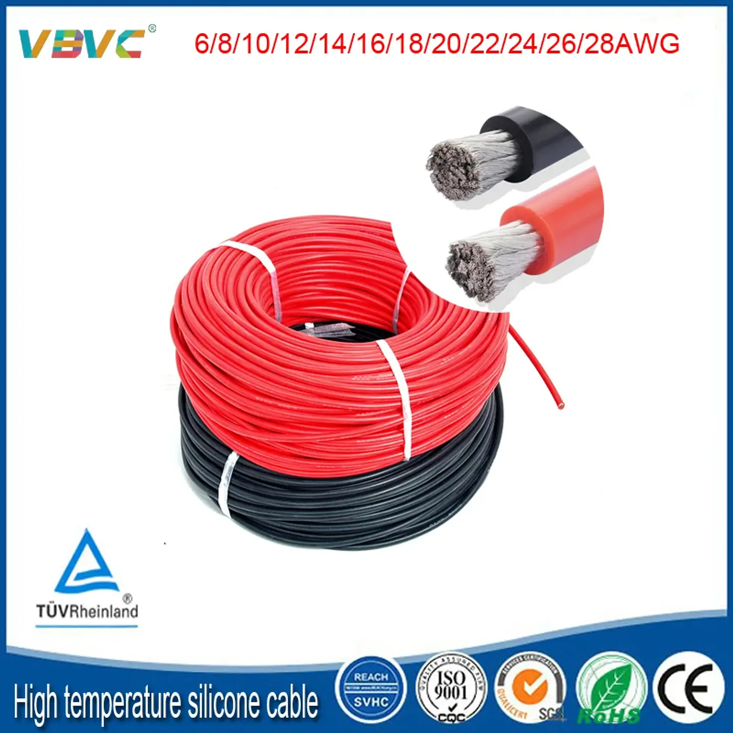 6 8 10 12 14 16 18 20 22 24 26 28AWG Red Black Cable High Temperature Resistant Ultra Soft Silicon Wire 1