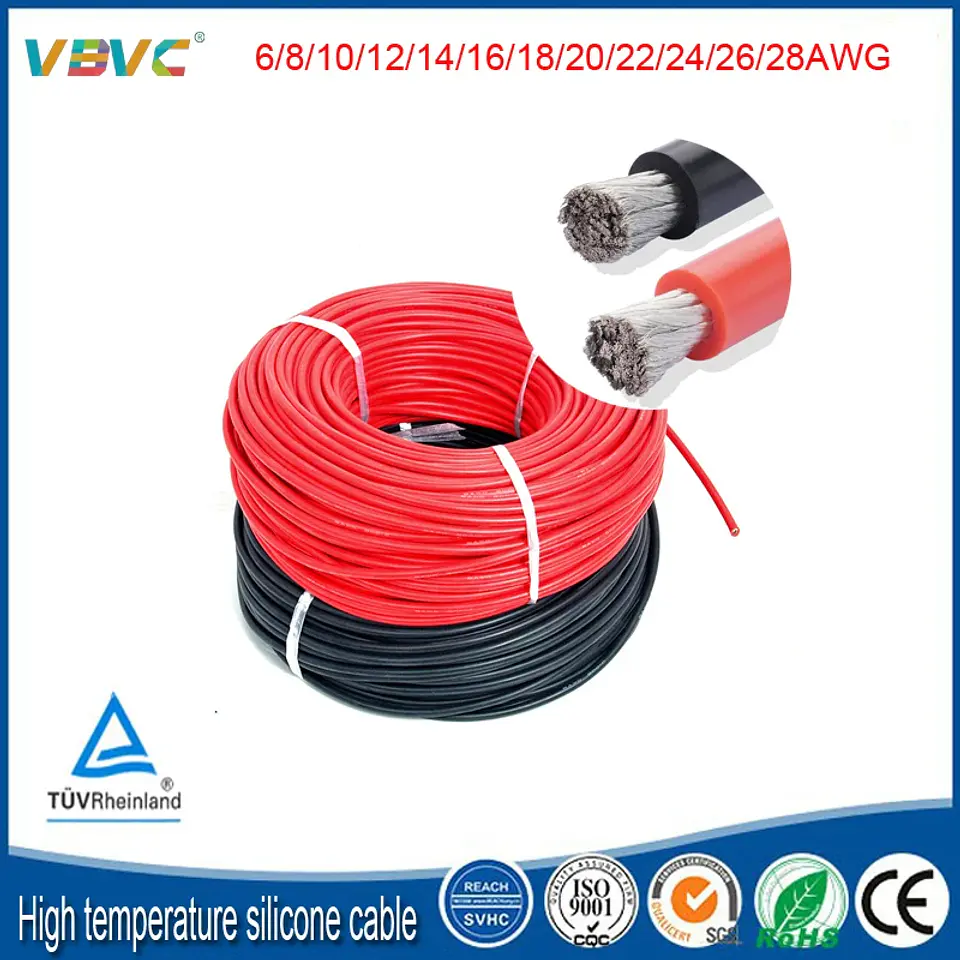 6 8 10 12 14 16 18 20 22 24 26 28AWG Red Black Cable High Temperature Resistant Ultra Soft Silicon Wire 1