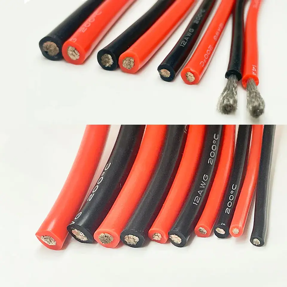 6 8 10 12 14 16 18 20 22 24 26 28AWG Red Black Cable High Temperature Resistant Ultra Soft Silicon Wire 3