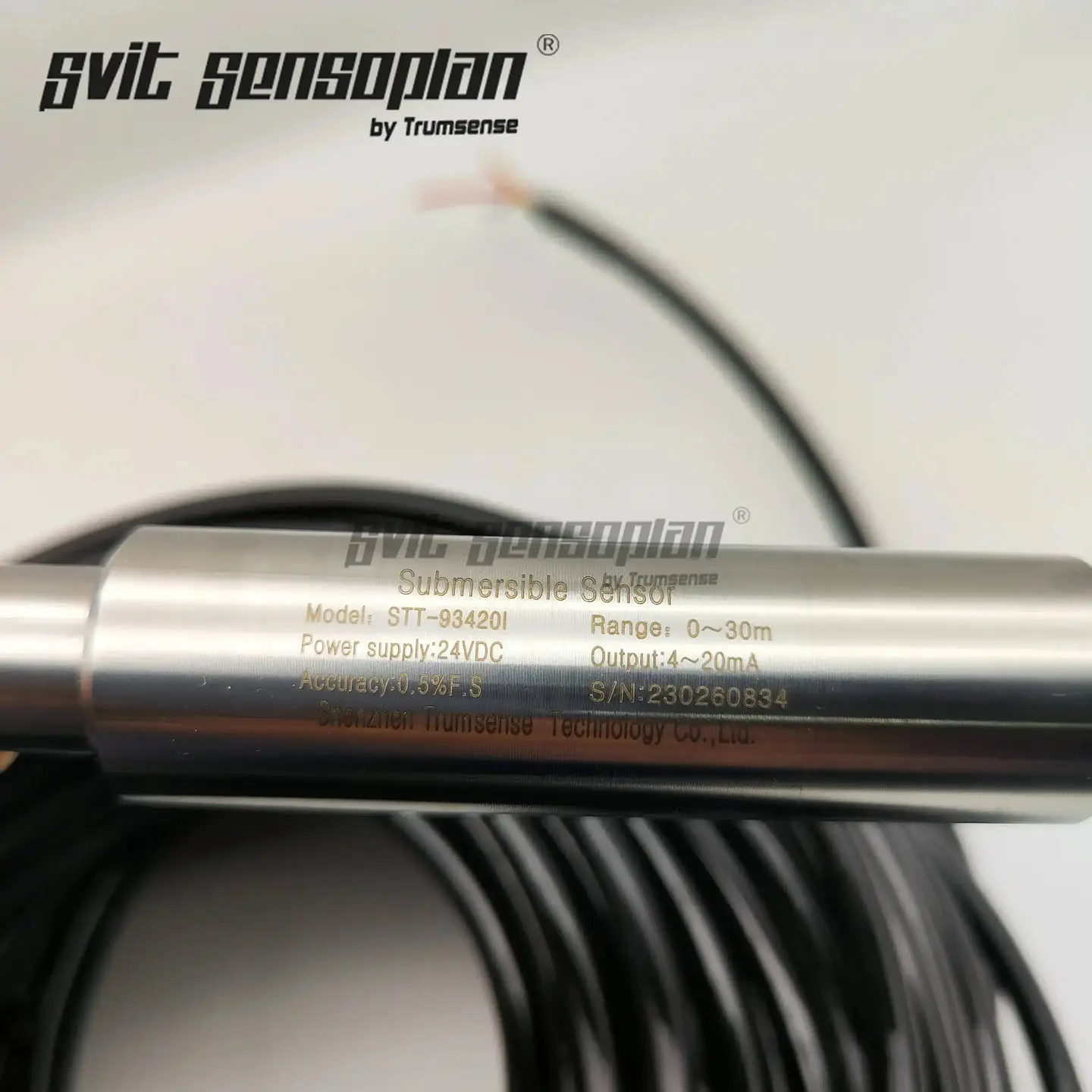 DC 24V Power 4 to 20mA Output 30m Range 31m Cable Submersible Diesel or Fuel Tank Level Depth Transmitter Liquid Level Probe 3