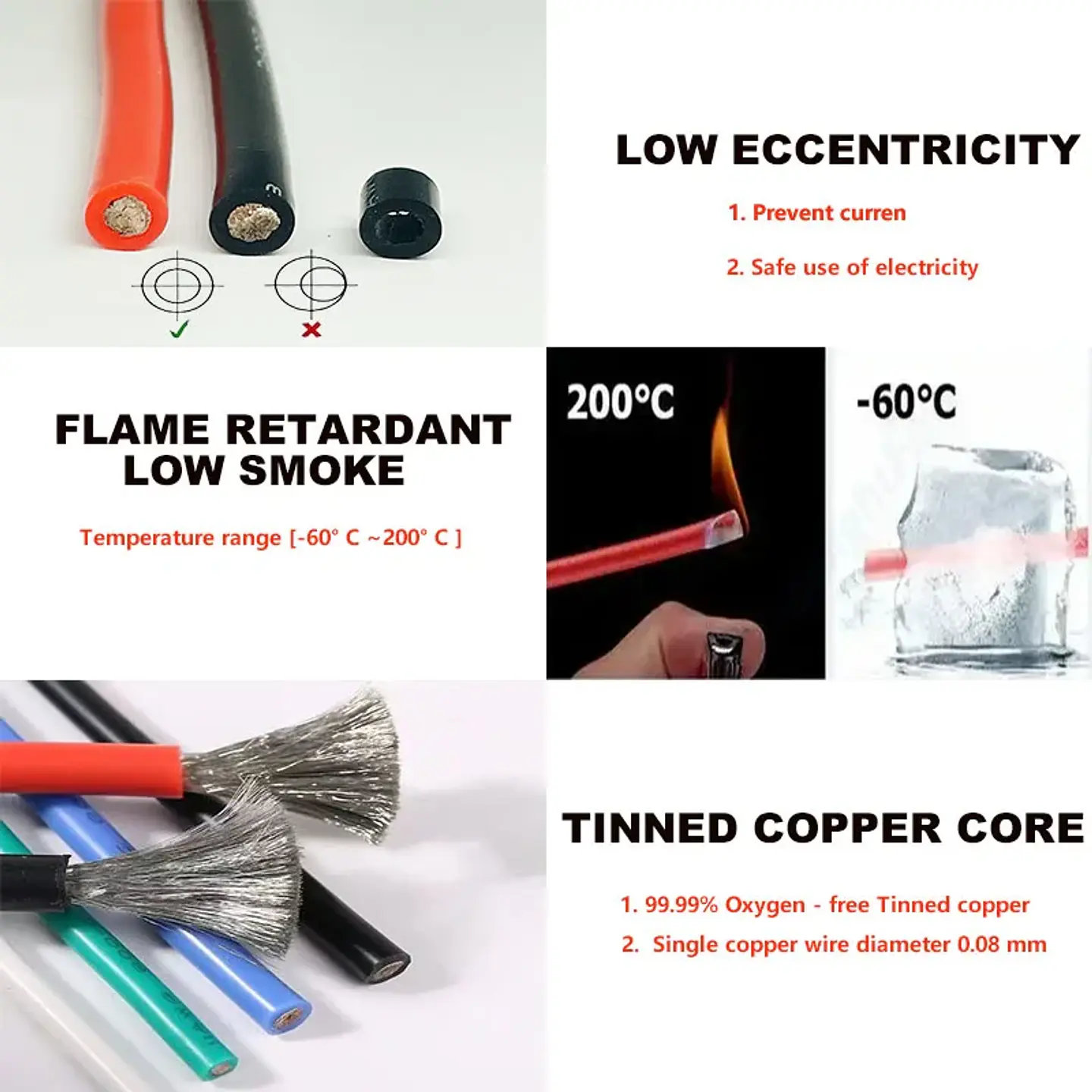 6 8 10 12 14 16 18 20 22 24 26 28AWG Red Black Cable High Temperature Resistant Ultra Soft Silicon Wire 5
