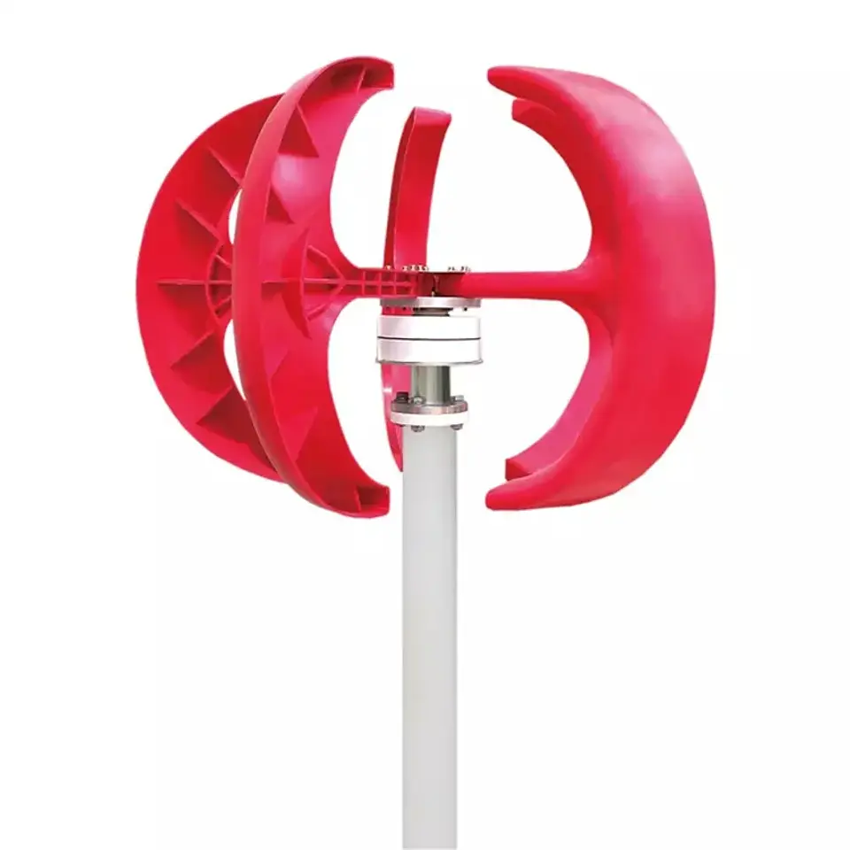 500W 12V 24V Household Wind Turbine Red Lantern Vertical Axis Windmill Generator Vawt for Residential Off-Grid Power Use 1