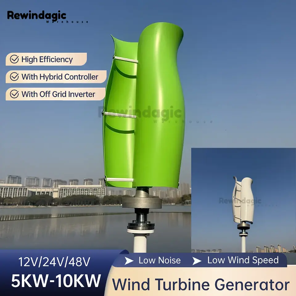 5KW 12V 24V 48V Wind Power Turbine Generator Home Farm 5000W 8000W 10000W Windmill 2 Blades with Mppt Controller 1