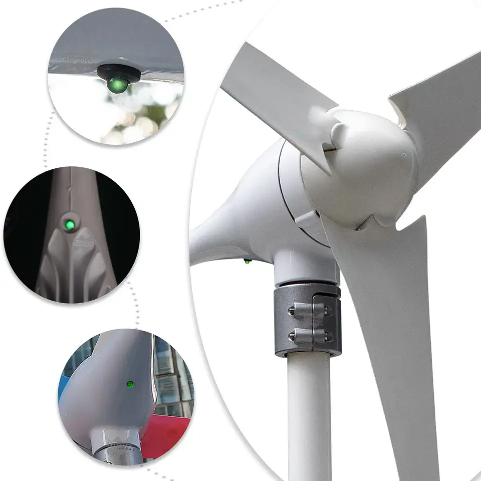 600W 12V 24V Wind Turbine Gennerator 3 or 5 Blades 12M/S Low Speed Windmill LED Indicate Light With Free MPPT Charge Controller 3