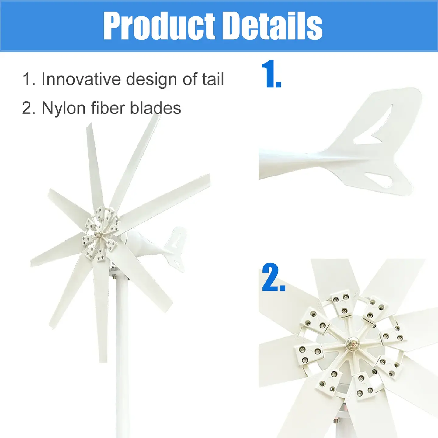 2kw Horizontal Wind Turbine Generator 48V 24V 12V Free Energy Magnetic Dynamo Strong Power 220v Inverter Output For Home 2