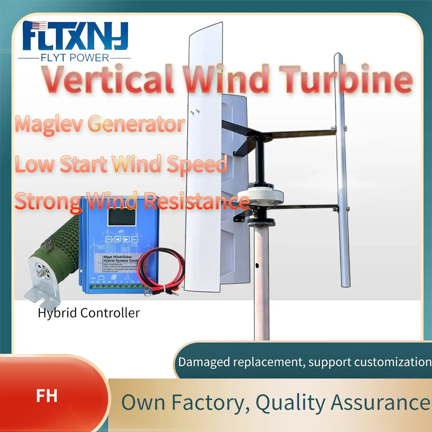 20kw Vertical 250 RPM Wind Generator 24V 48V 96V 120V 3 Phase 50HZ 3 Blades No Noise Home Use Wind Turbine 1