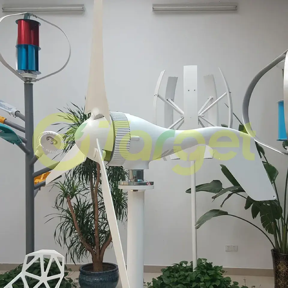 Warehouse Shipping 3kw 6kw 2kw 5kw Wind Turbine Generator 3 5 Blades 12v 24v 48v With Mppt/Hybrid Charge Controller For Home Use 6