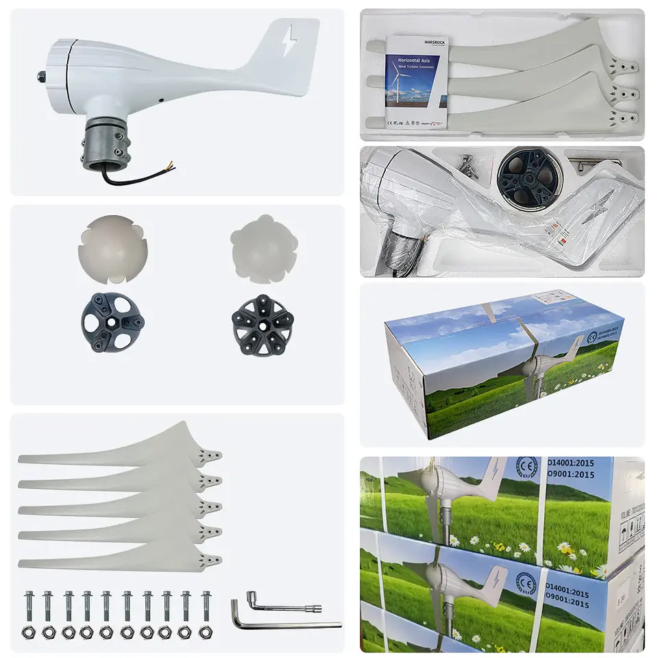 600W 12V 24V Wind Turbine Gennerator 3 or 5 Blades 12M/S Low Speed Windmill LED Indicate Light With Free MPPT Charge Controller 6