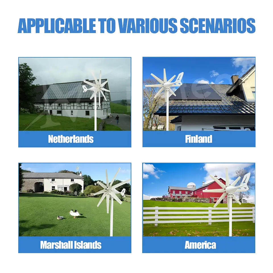 2kw Horizontal Wind Turbine Generator 48V 24V 12V Free Energy Magnetic Dynamo Strong Power 220v Inverter Output For Home 6