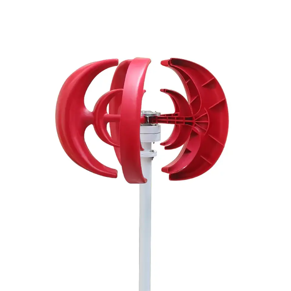 500W 12V 24V Household Wind Turbine Red Lantern Vertical Axis Windmill Generator Vawt for Residential Off-Grid Power Use 6